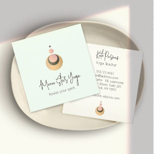 Cartão De Visita Quadrado Boho Yoga Energy Healer Celestial