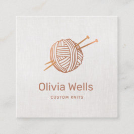Cartão De Visita Quadrado Bola Crochet de tricô