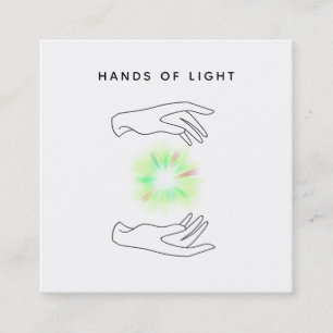 Cartão De Visita Quadrado Bola de mãos da energia do *~* + Luz cura de Reik