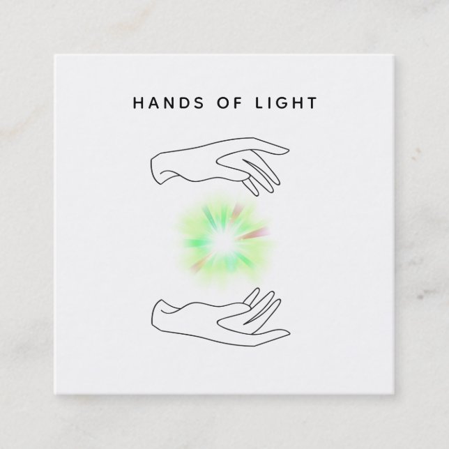 Cartão De Visita Quadrado Bola de mãos da energia do *~* + Luz cura de Reiki (Frente)