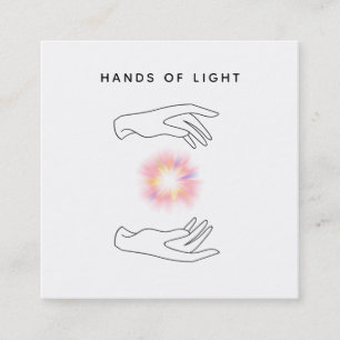 Cartão De Visita Quadrado *~* Bola de Mãos Energéticas do Reiki Light Healin