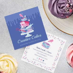 Cartão De Visita Quadrado Bolas de pastelaria coloridas divertidas Panificaç