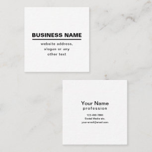 Cartão De Visita Quadrado Bold Modern Business Name Modelo   B&W