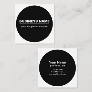 Cartão De Visita Quadrado Bold Modern Business Name Modelo   B&W