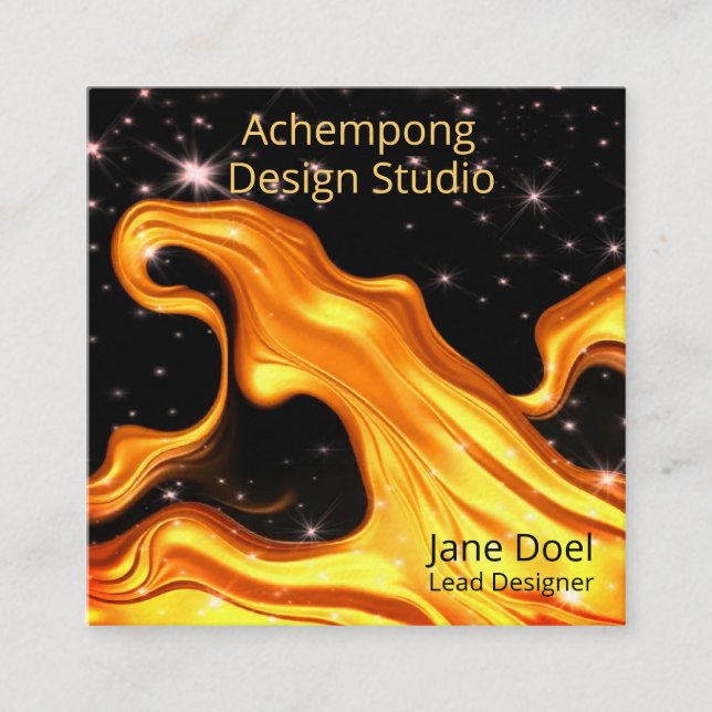 Cartão De Visita Quadrado Bold Red Gold Wave Abstrac – Creative Entrepreneur (Frente)