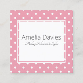 Cartão De Visita Quadrado Bolinhas rosa bonito