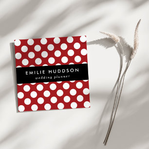 Cartão De Visita Quadrado Bolinhas Vermelhas, Padrão de Bolinhas, Pontos, Po
