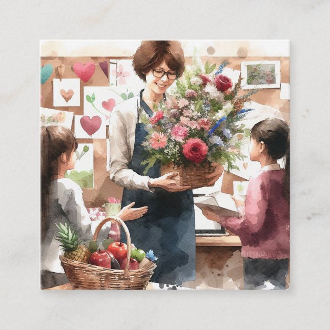 Cartão De Visita Quadrado Bolsa de Obrigado de pintados (Frente)