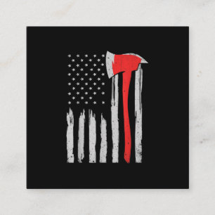 Cartão De Visita Quadrado Bombeiro Vermelho do Bandeira Americano