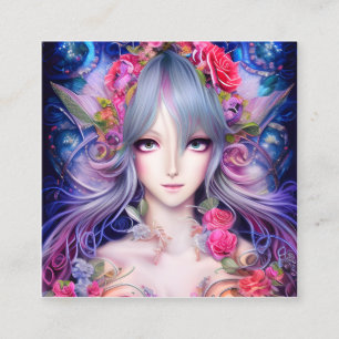 Cartão De Visita Quadrado Bonita Dama de Animação de Ação de Graças em 3D