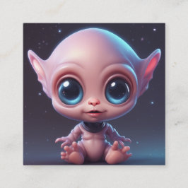 Cartão De Visita Quadrado Bonita e adorável alienígena de desenho animado