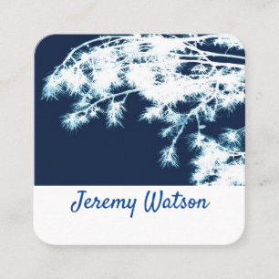 Cartão De Visita Quadrado bonito arte natural em costume azul de lado duplo