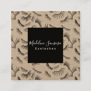 Cartão De Visita Quadrado Bonito Eyelash Technician Black Eyelashes Doodes