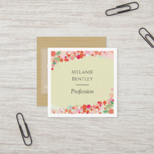 Cartão De Visita Quadrado Bonito Pastel Watercolor Japonês Personalizado Flo