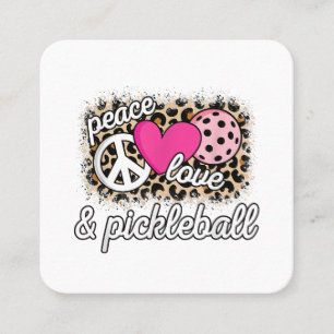 Cartão De Visita Quadrado Bonito Paz Amor Jogador de Pickleball Engraçado Pi