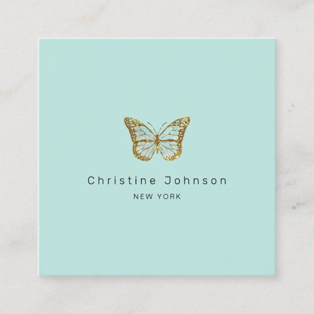 Cartão De Visita Quadrado borboleta falsa (Frente)