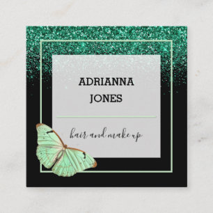 Cartão De Visita Quadrado Borboleta Glitter de Compro Boutique Profissional