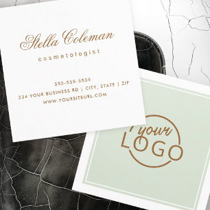 Cartão De Visita Quadrado Borda de logotipo personalizada - luz verde