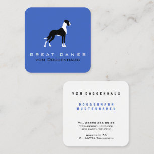Cartão De Visita Quadrado Boston Mantle Great Dane em azul