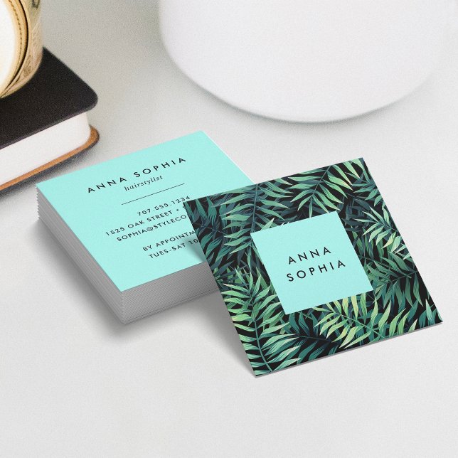 Cartão De Visita Quadrado Botânica tropical (Criador carregado)