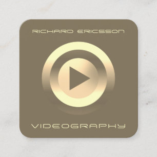 Cartão De Visita Quadrado Botão Reproduzir Futurista moderno 