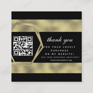 Cartão De Visita Quadrado Boutique de Beleza Obrigado Ouro QR 