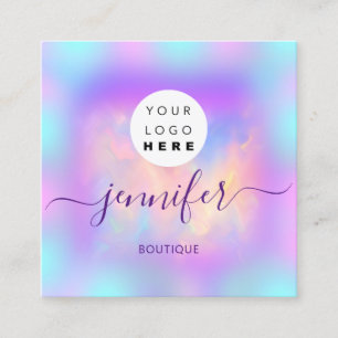 Cartão De Visita Quadrado Boutique de logotipo Compra Unidades de brilho Hol