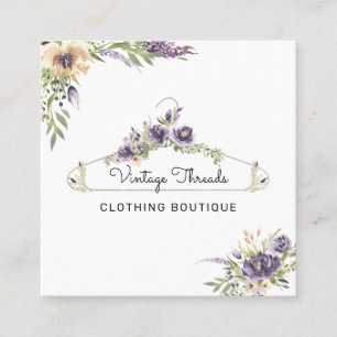 Cartão De Visita Quadrado Boutique de Roupas Logotipo de Cabide de Roupas