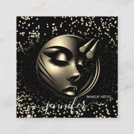 Cartão De Visita Quadrado Boutique Glitter Frame Makeup Logotipo de Artista