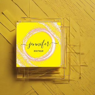 Cartão De Visita Quadrado Boutique profissional Compra Beauty Lemon Rosa