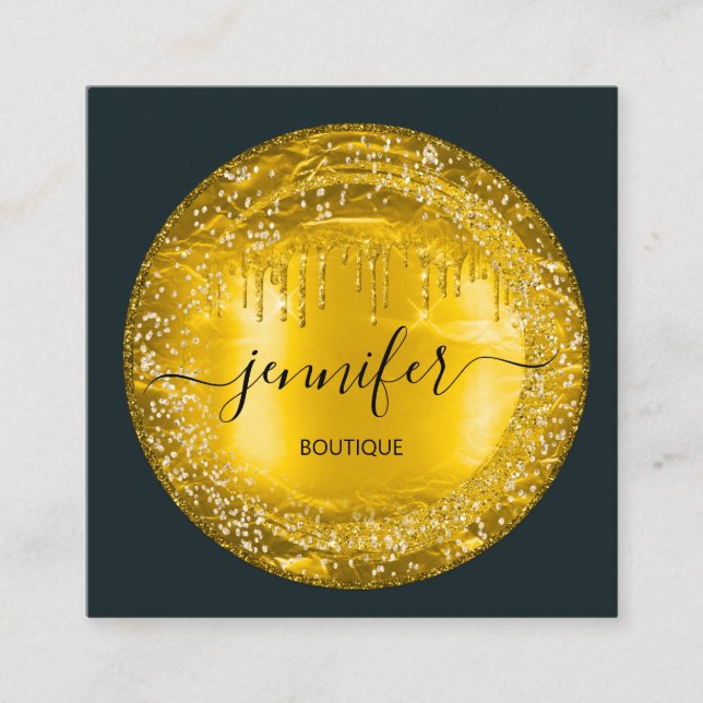 Cartão De Visita Quadrado Boutique profissional Compra Glitter Drives Cinzas (Frente)