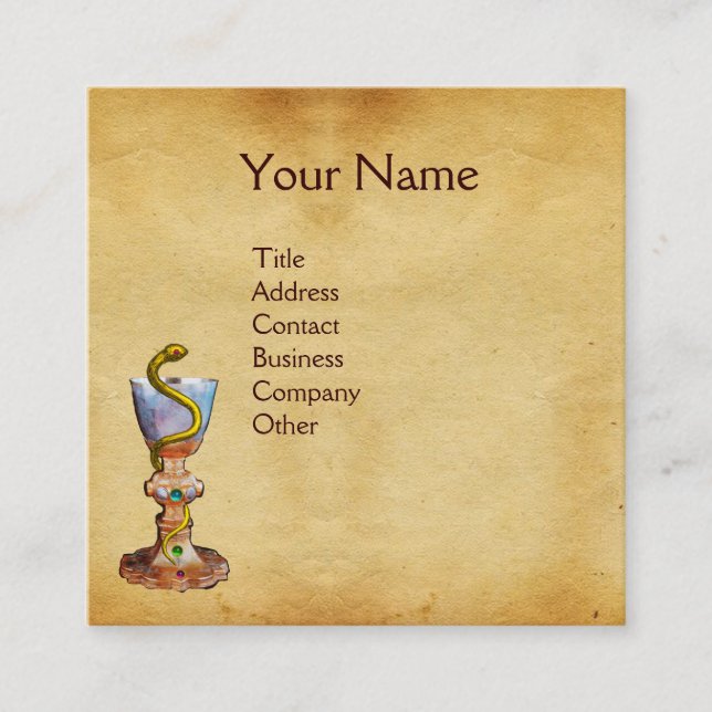 Cartão De Visita Quadrado BOWL DE HYGEIA MONOGRAM Medicine, Farmácia (Frente)