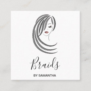 Cartão De Visita Quadrado Braids Braided Hair - Mulher Afro-Americana Busine