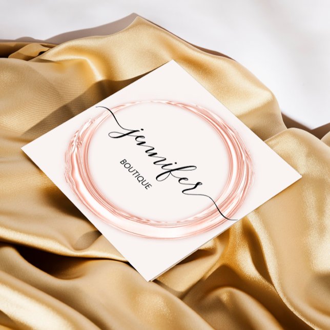 Cartão De Visita Quadrado Branco Beleza Comprada Beleza Rosa profissional (Criador carregado)