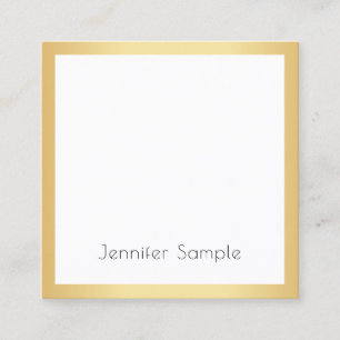 Cartão De Visita Quadrado Branco Dourado Elegante Profissional Moderno Perso