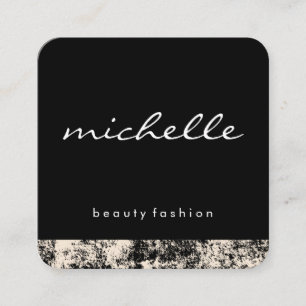 Cartão De Visita Quadrado Branco minimalista com texto Cursive com textura