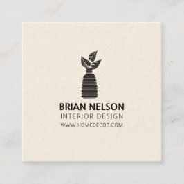 Cartão De Visita Quadrado Branco minimalista do preto do nutricionista da