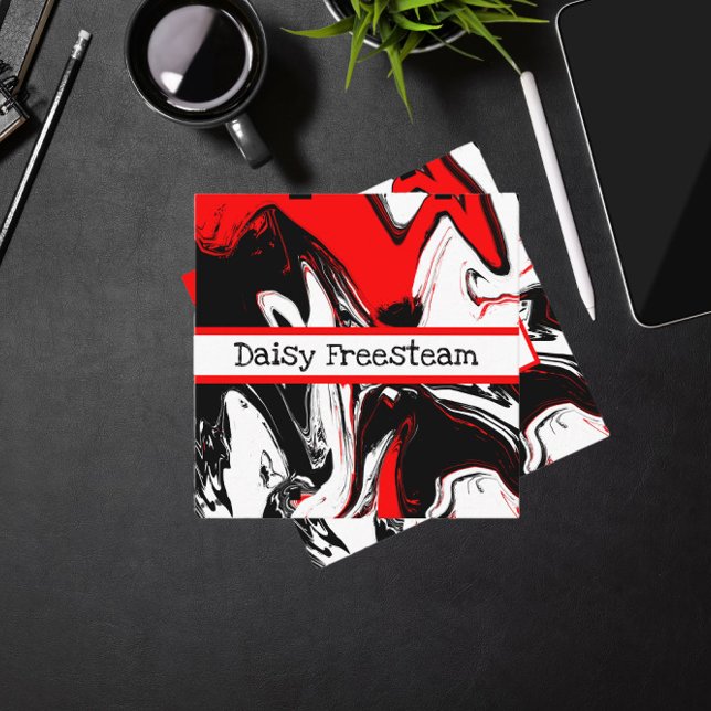 Cartão De Visita Quadrado Branco Negro Em Arrears (Criador carregado)