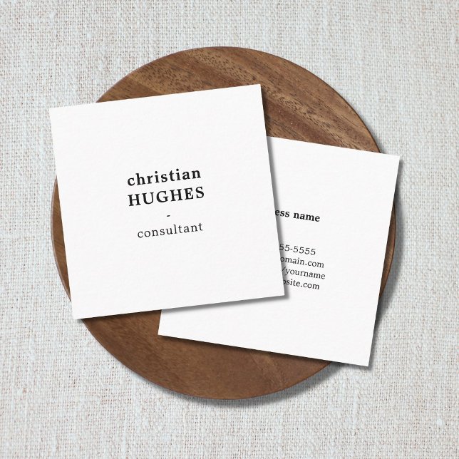 Cartão De Visita Quadrado Branco preto mínimo elegante profissional moderno (Criador carregado)