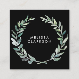 Cartão De Visita Quadrado Branqueamento de oliveiras negro profissional