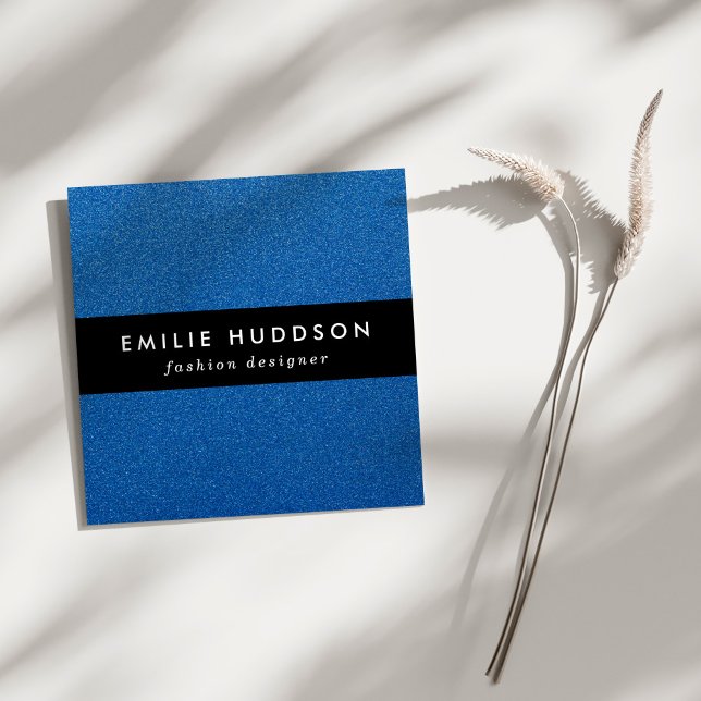 Cartão De Visita Quadrado Brilhante Azul, Esparto, Fundo Da Brilhante (Criador carregado)