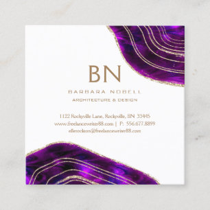 Cartão De Visita Quadrado Brilho Dourado dos cristais cósmicos de Geode da