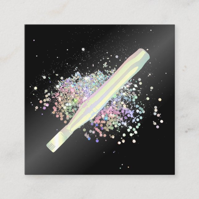 Cartão De Visita Quadrado Brilho holográfico brilhante (Frente)