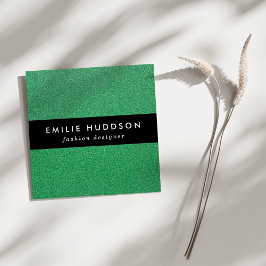 Cartão De Visita Quadrado Brilho Verde, Esparto, Fundo Brilhante