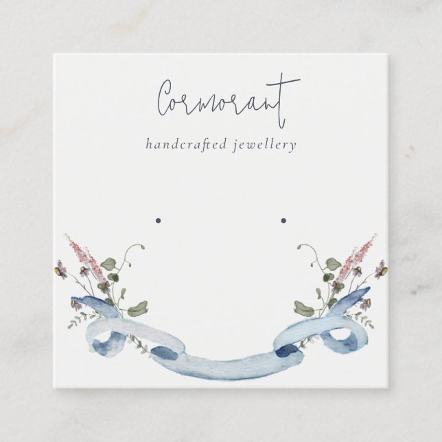Cartão De Visita Quadrado Brisa de Flor Selvagem Azul-Dusky Holder (Frente)