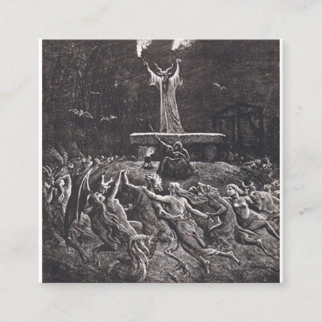 Cartão De Visita Quadrado Bruxas Dançando No Sabá (Frente)