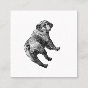 Cartão De Visita Quadrado Bulldog Calmo, Emblema Suave