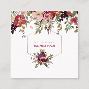 Cartão De Visita Quadrado Buquê PixDezines Floral Watercolor/Primavera
