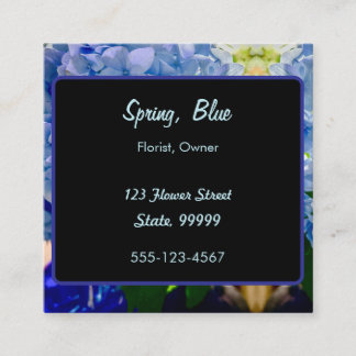 Cartão De Visita Quadrado Buquês de Hydrangeas Azuis