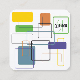 Cartão De Visita Quadrado Burst Moderno de Cor do meio século